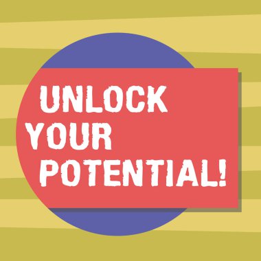 Unlock Your Potential gösterilen metin işareti. Kavramsal fotoğraf gelecekteki başarısı gölge gelme dışarı ile boş renk dikdörtgen bir daire fotoğraf neden olabilir yeteneklerini açığa.