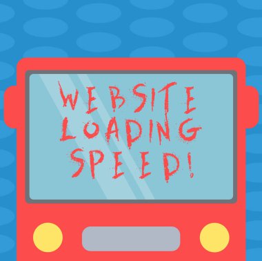 Word metin Web sitenizin yükleme hızı yazma. Bir Web sayfasının tüm içeriği görüntülemek için gereken iş kavramı kez çizilmiş düz ön görünümü, otobüs boş renk pencere kalkan yansıtan ile.