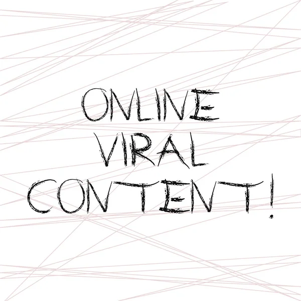 Writing note showing Online Viral Content. Business photo showcasing Article that spreads rapidly online by website link Straight Line Scattered Randomly Intersecting Geometrical Pattern.