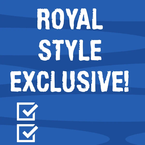 Text sign showing Royal Style Exclusive. Conceptual photo fashion by which monarchs are properly addressed Geometric Blank Color Shape Oblong in Seamless Horizontal Pattern photo.