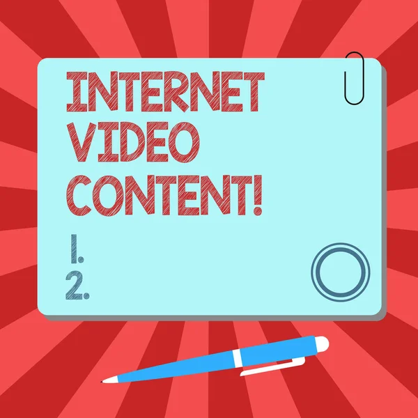 Почерк текста Internet Video Content. Концепция означает сделку с передачей видео через Интернет пустой квадрат цветовой доски с магнитом Щелкните шариковой ручкой Pen Pushpin и клип . — стоковое фото