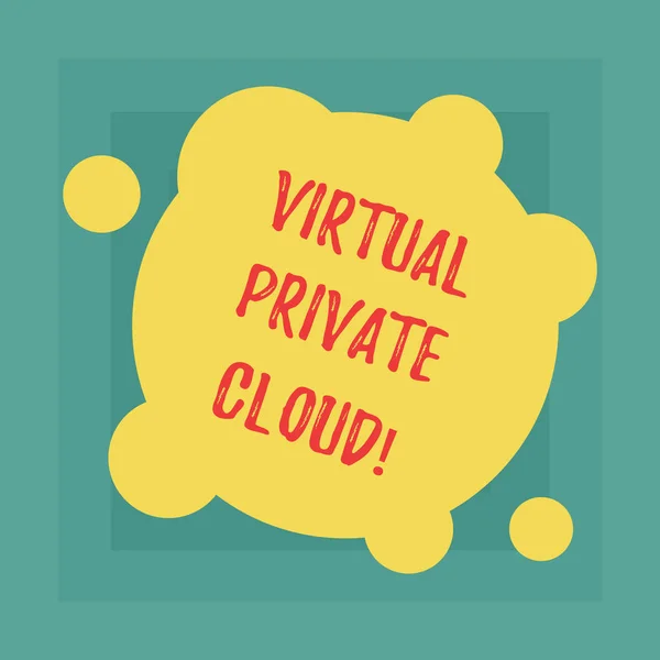 Scrittura manuale concettuale che mostra Virtual Private Cloud. Business photo showcase pool configurabile di risorse informatiche condivise Forma rotonda a colori deformata vuota con piccoli cerchi . — Foto Stock