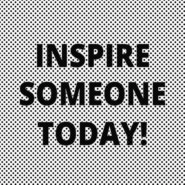 Conceptual hand writing showing Inspire Someone Today. Business photo showcasing Make someone feel that they can do it what they want Polka Dots Pixel Effect for Web Design and Optical Illusion. — Stock Photo, Image