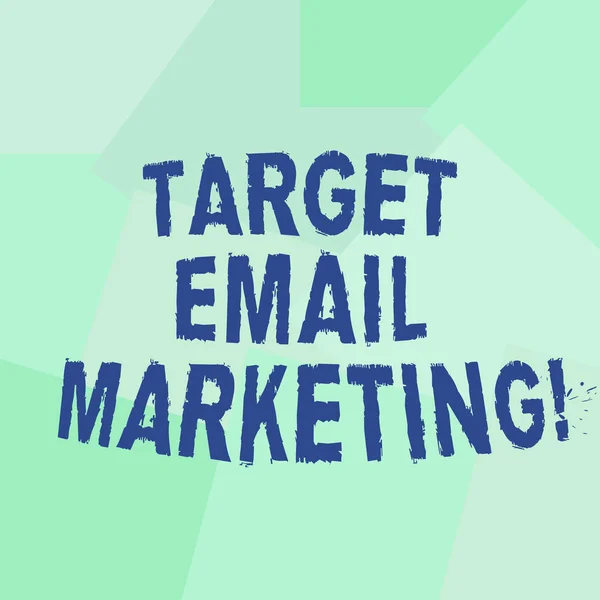Text sign showing Target Email Marketing. Conceptual photo advertisement is sent to a target list of recipients Uneven Geometrical Color Shapes in Flat Random Abstract Pattern photo.