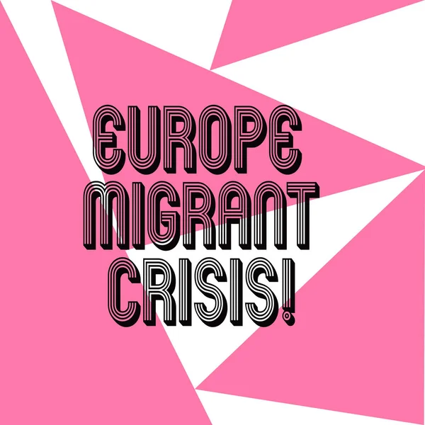 Word writing text Europe Migrant Crisis. Business concept for European refugee crisis from a period beginning 2015 Three Sides Geometrical Color Shape in Seamless Random Pattern photo.