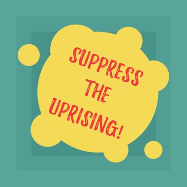 Kavramsal el isyanı bastırmak gösterilen yazma. Bir son boş deforme renk yuvarlak şekli ile küçük daire zorla istila ve alarak denetim vitrine iş fotoğraf.