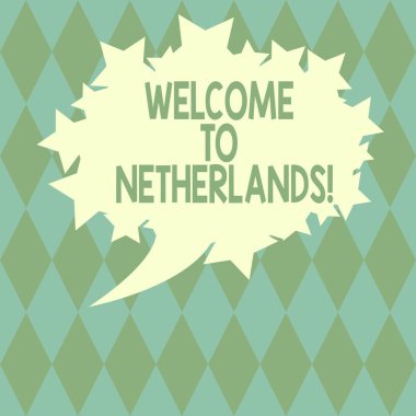 El yazısı metin için hoş geldiniz Hollanda yazma. Anahat olarak Hollanda boş Oval renk konuşma balonu yıldız ile ziyaretçilere sıcak karşılama anlam kavramı metin alanı fotoğraf.