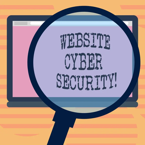 Word tekst intoetsen Website Cyber Security. Bedrijfsconcept om computer of uw gegevens te beschermen tegen ongeoorloofde aanvallen Magnifying Glass uitbreiding Tablet leeg kleur foto tekst op het scherm ruimte. — Stockfoto