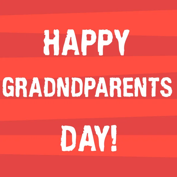A kézírás szöveg írása boldog nagyszülők napja. Koncepció, azaz nemzeti ünnep, hogy megünnepeljék, és tartsák tiszteletben a nagyszülők félárnyék csík fénykép vízszintes vonalak minta alternatív színtér. — Stock Fotó