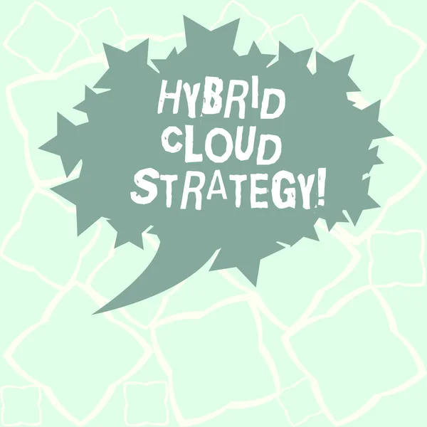 Writing note showing Hybrid Cloud Strategy. Business photo showcasing Cloud computing setting that uses a mix of onpremises Blank Oval Color Speech Bubble with Stars as Outline photo Text Space.