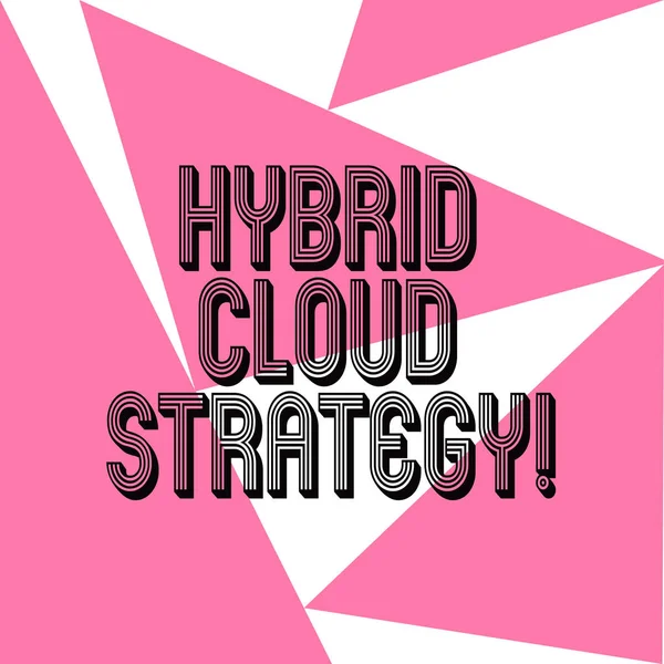 Word writing text Hybrid Cloud Strategy. Business concept for Cloud computing setting that uses a mix of onpremises Three Sides Geometrical Color Shape in Seamless Random Pattern photo.