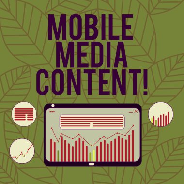 Kavramsal el mobil medya içerik gösterilen yazma. Cep telefonlarında dijital karma, sütun satır veri grafik grafik tablet görülüyor iş fotoğraf metin elektronik medya.