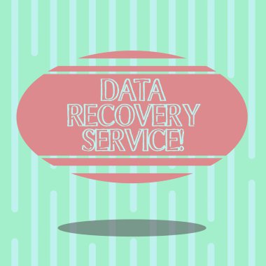 Word metin veri kurtarma hizmeti yazma. İş kavramı erişilemez ya da kayıp veri boş renk Oval şekli ile yatay şerit yüzen ve gölge fotoğraf alma işlemi için.