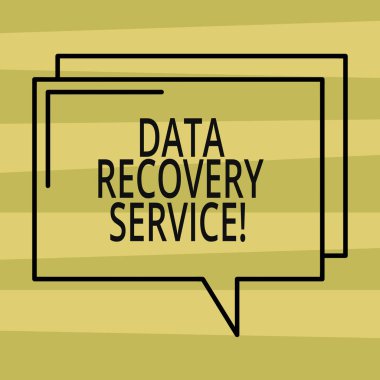 Veri kurtarma hizmeti gösterilen metin işareti. Kavramsal fotoğraf erişilemez ya da kayıp veri dikdörtgen anahat saydam çizgi konuşma balonu fotoğraf boş yer alma işlemi.