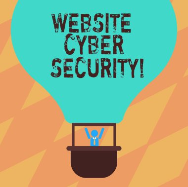 Web sitesi siber güvenlik gösterilen metin işareti. Kavramsal fotoğraf bilgisayarınıza ya da verilerinize yetkisiz saldırı Hu çözümlemesi kukla silah yükselterek gondol sürme boş renk hava balonu içinde koruma.