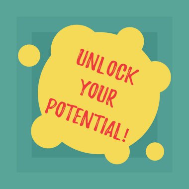 Kavramsal el unlock Your Potential gösterilen yazma. İş fotoğraf vitrine gelecekteki başarısı boş deforme renk yuvarlak şekli ile küçük daire neden olabilir yeteneklerini açığa.