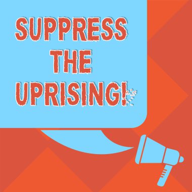 El yazısı metin engelle isyanı. Anlamı bir son renk siluet, boş Meydanı konuşma balonu ve megafon fotoğraf zorla istila ve alarak denetim kavramı.