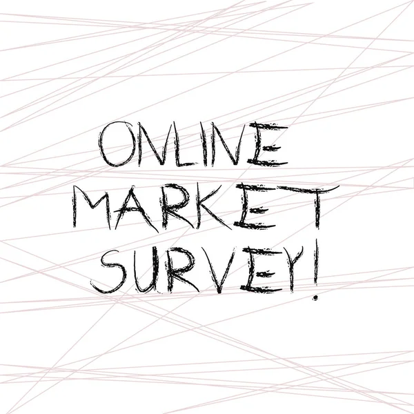 Writing note showing Online Market Survey. Business photo showcasing gathering information essential for market research Straight Line Scattered Randomly Intersecting Geometrical Pattern