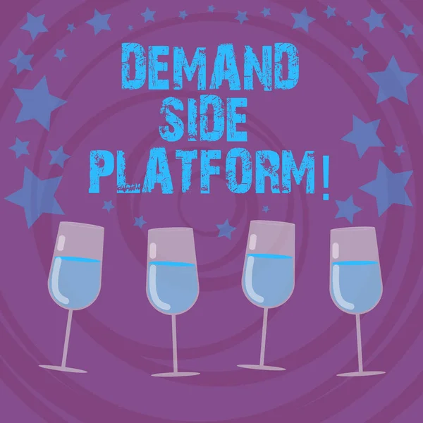 Conceptual hand writing showing Deanalysisd Side Platform. Business photo text Software that is used for programmatic ad buying Filled Cocktail Wine with Scattered Stars Confetti Stemware. — Stock Photo, Image