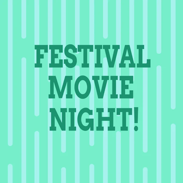 Conceptual hand writing showing Festival Movie Night. Business photo text analysisy friends get together to watch movies together Vertical Thin Linear Strip Broken Rod in Seamless Repeat Pattern.