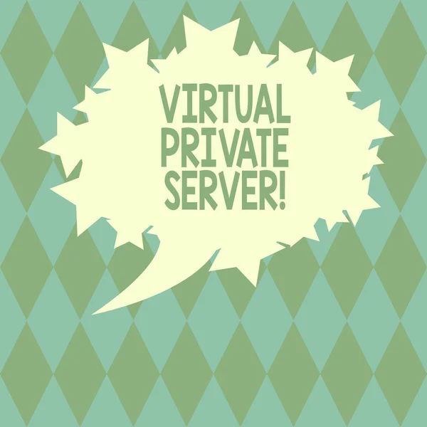 Scrittura di testi a mano Virtual Private Server. Concetto che significa venduto come servizio da un servizio di hosting Internet Blank Oval Color Speech Bubble with Stars come Outline photo Spazio di testo . — Foto Stock