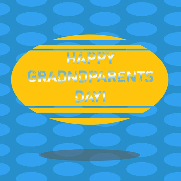 Word writing text Happy Grandparents Day. Business concept for National holiday to celebrate and honor grandparents Blank Color Oval Shape with Horizontal Stripe Floating and Shadow photo. — Stock Photo, Image