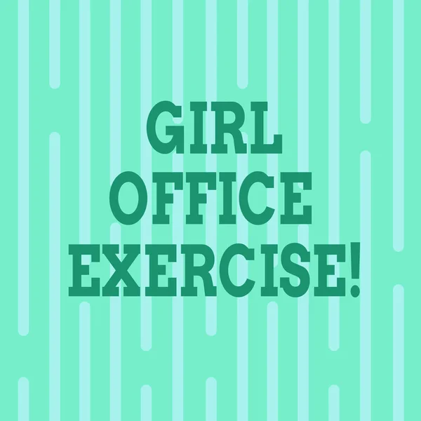 Escrita de mão conceitual mostrando Girl Office Exercício. Texto da foto de negócios Promover a saúde física no trabalho para o staf escritório Vertical Faixa Linear Fina Quebrada Rod em Padrão de repetição sem costura . — Fotografia de Stock