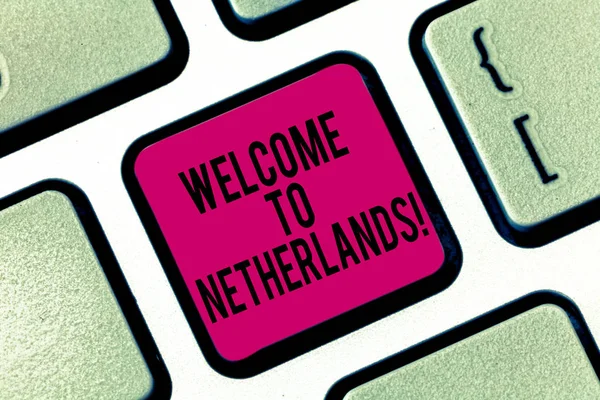 Tekst Pisma Ręcznego Pisania Zapraszamy Holandii Koncepcja Znaczenia Pozdrawiam Odwiedzających — Zdjęcie stockowe