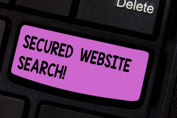 Conceptual hand writing showing Secured Website Search. Business photo text browser and website communications are encrypted Keyboard key Intention to create computer message idea.