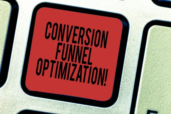 Word writing text Conversion Funnel Optimization. Business concept for thinking of advanced ways in online trading Keyboard key Intention to create computer message pressing keypad idea.