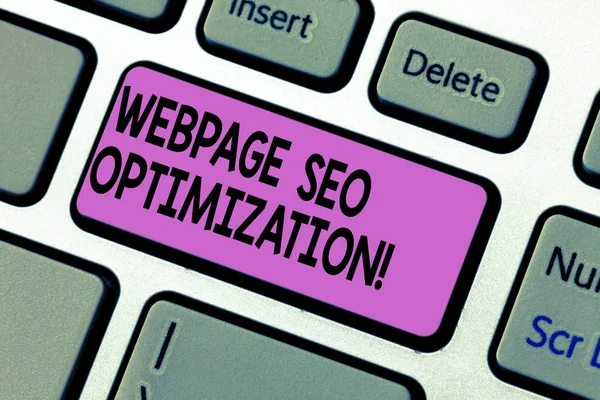 Web sayfası Seo optimizasyon yazma el yazısı metin. Kavram anlam yapar online eğitim esnek ve ekonomik klavye tuşuna basarak tuş takımı fikir bilgisayar ileti oluşturmak için niyet.