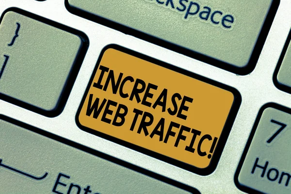 Word writing text Increase Web Traffic. Business concept for Boost the amount of data transmitted by site visitors Keyboard key Intention to create computer message pressing keypad idea.