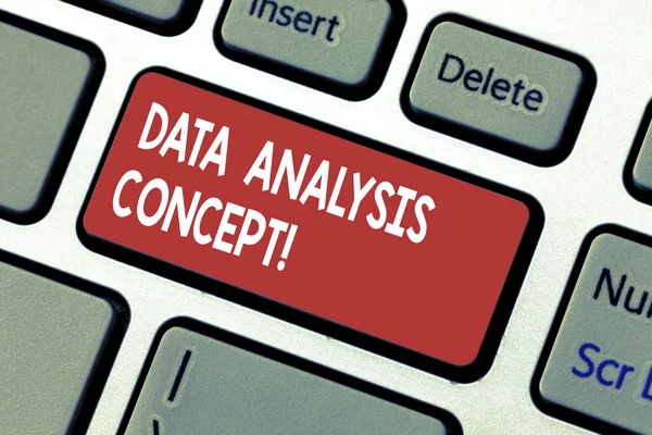 Word tekst intoetsen Data analyse Concept. Bedrijfsconcept voor de evaluatie van gegevens met behulp van analytische en logische redenering toets op het toetsenbord te willen maken van computer bericht op idee van het toetsenbord te drukken. — Stockfoto