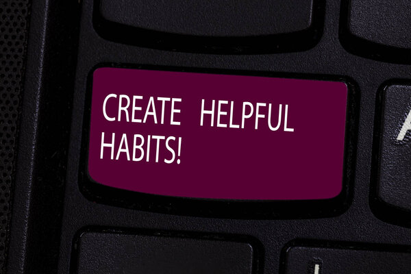 Текст почерка Создание полезных привычек. Концепция означает Разработка полезного рутинного поведения на ежедневной основе Клавиатурная клавиша Намерение создать компьютерные сообщения нажатием клавиатуры идея
.