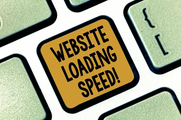 Text sign showing Website Loading Speed. Conceptual photo time takes to display the entire content of a webpage Keyboard key Intention to create computer message pressing keypad idea.
