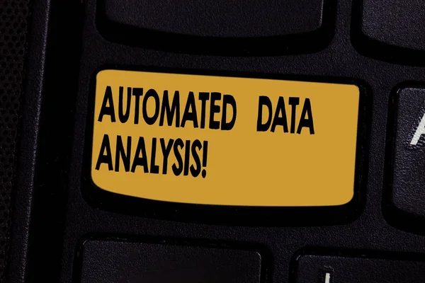 Text sign showing Automated Data Analysis. Conceptual photo Asking someone if got life or property insurance Keyboard key Intention to create computer message pressing keypad idea.