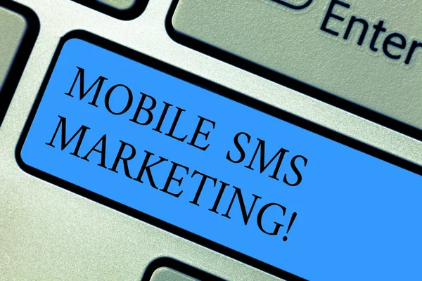 Conceptual Hand Writing Showing Mobile Sms Marketing Business Photo Showcasing — Stock Photo, Image