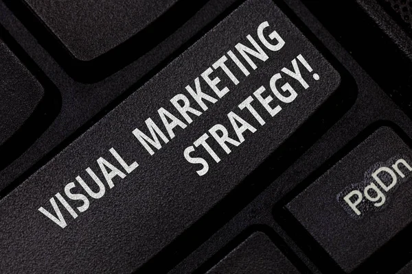 Text sign showing Visual Marketing Strategy. Conceptual photo connecting marketing messages into images Keyboard key Intention to create computer message pressing keypad idea.