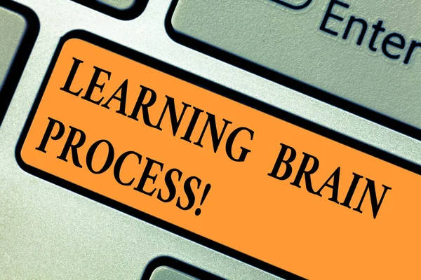 Handwriting text Learning Brain Process. Concept meaning Acquiring new or modifying existing knowledge Keyboard key Intention to create computer message pressing keypad idea.