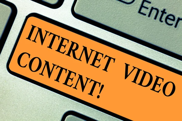 Handwriting text Internet Video Content. Concept meaning Deals with transmission of video over the Internet Keyboard key Intention to create computer message pressing keypad idea.