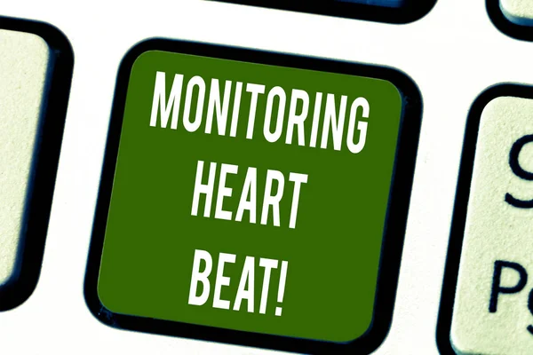Conceptual hand writing showing Monitoring Heart Beat. Business photo text Measure or record the heart rate in real time Keyboard key Intention to create computer message idea. — Stock Photo, Image