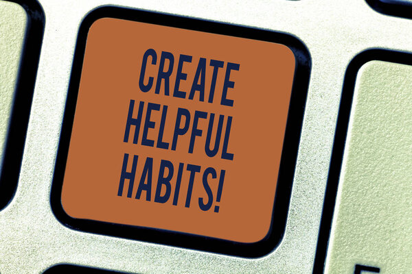 Текстовый знак, показывающий создание полезных привычек. Концептуальная фотография Разработка полезных рутинных поведения на ежедневной основе Клавиатурные клавиши Намерение создать компьютерные сообщения нажатием клавиатуры идея
.