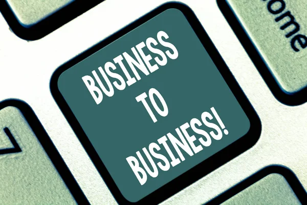 Writing note showing Business To Business. Business photo showcasing one business makes a commercial deal with another Keyboard key Intention to create computer message pressing keypad idea. — Stock Photo, Image