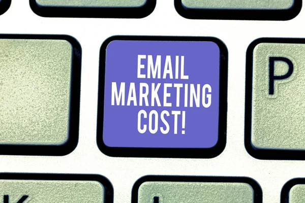 Word writing text Email Marketing Cost. Business concept for Is the price for sending a thousand email messages Keyboard key Intention to create computer message pressing keypad idea.