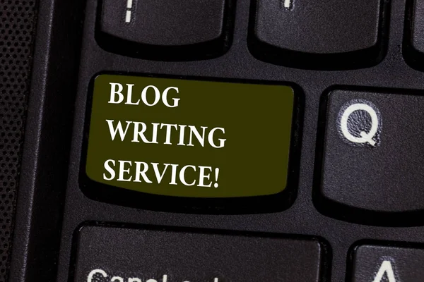 Handwriting text Blog Writing Service. Concept meaning Creates highquality blog content for a business Keyboard key Intention to create computer message pressing keypad idea.
