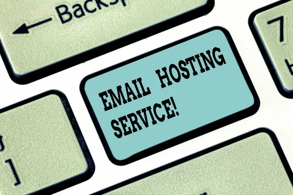 Conceptual hand writing showing Email Hosting Service. Business photo text Internet hosting service that operates email server Keyboard key Intention to create computer message idea.