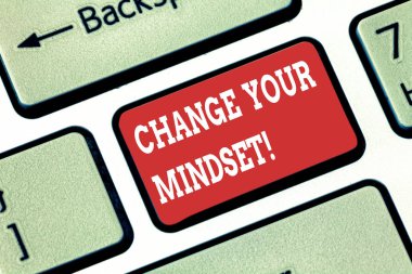 Kavramsal el değiştirme Your Mindset gösterilen yazma. İş fotoğraf vitrine sabit zihinsel tutum veya yanıt-e doğru klavye tuşu bilgisayar ileti fikir oluşturmak için niyet gösteren bırakma.