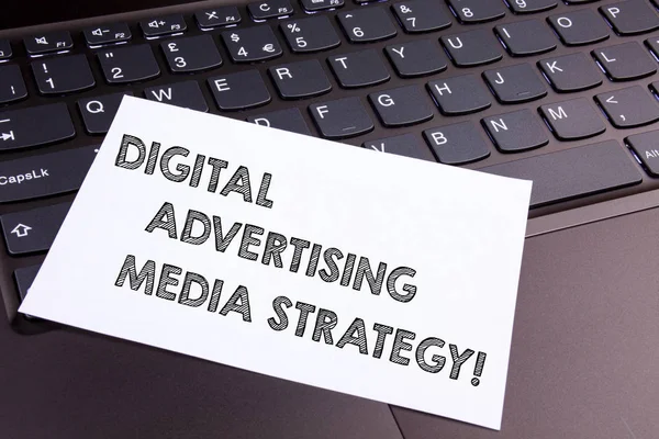 Text sign showing Digital Advertising Media Strategy. Conceptual photo Search engine optimization promotion.