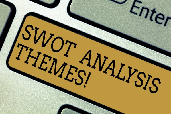 显示 swot 分析主题的概念手写作。商务照片文本主题要进行全面分析键盘键意图创建计算机消息的想法. — 图库照片