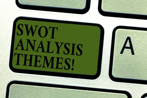 Handwriting text Swot Analysis Themes. Concept meaning Subject matter to undergo comprehensive analysis Keyboard key Intention to create computer message pressing keypad idea.